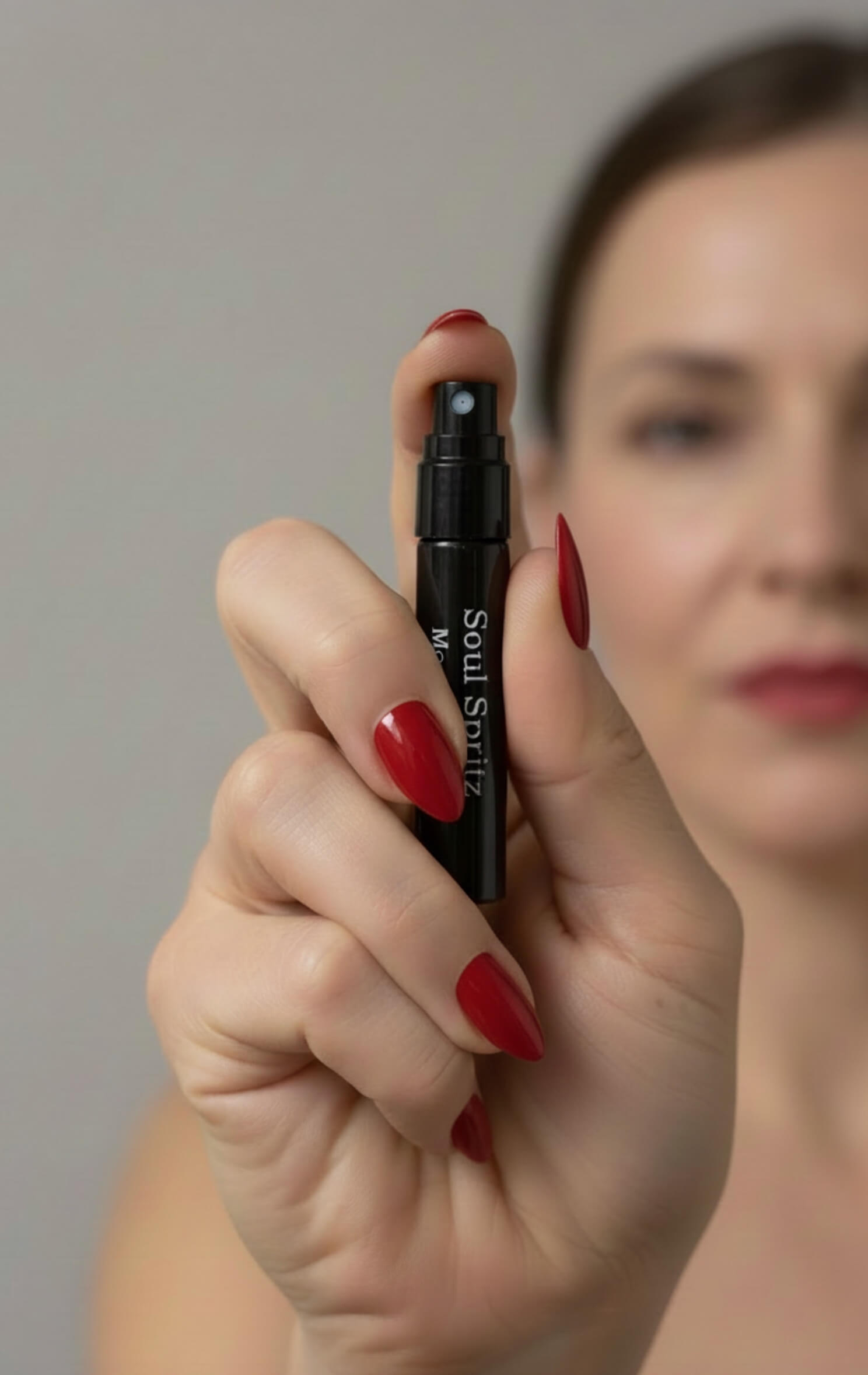 Woman using Moon Phase — a botanical spray for the evening routine